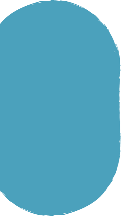 A large, blue, abstract shape resembling a rounded, elongated oval.