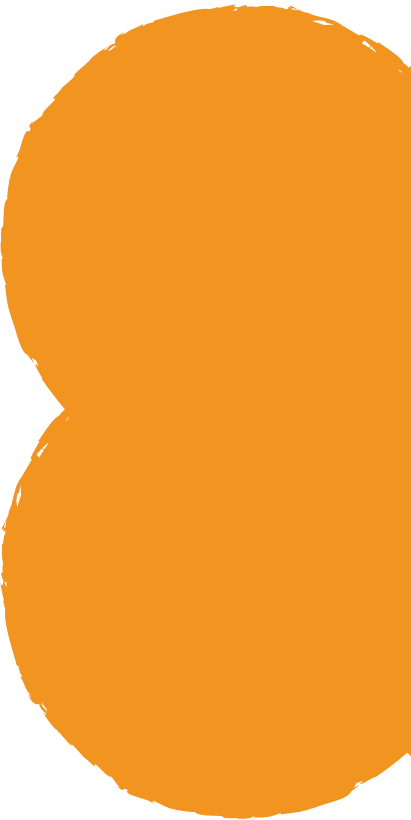 A large orange number three.