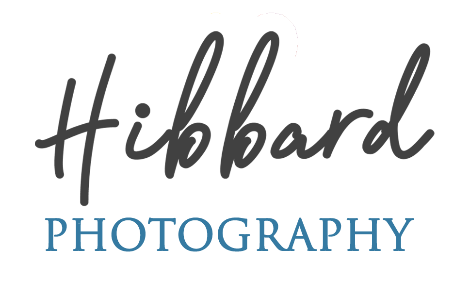 Logo for Hibbard Photography with stylized black cursive text 'Hibbard' and blue uppercase text 'PHOTOGRAPHY' below