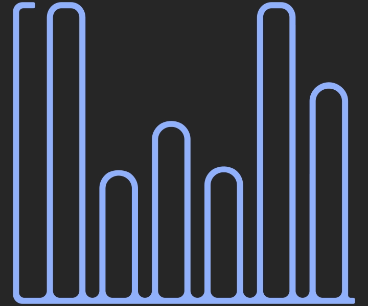 Neon blue equalizer bars on a black background