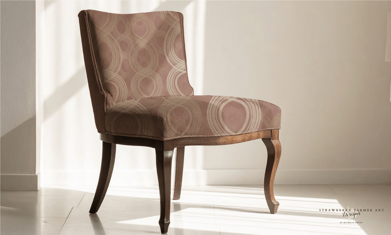 Upholstery and furniture Majestic Ovals Ginger fabric example.