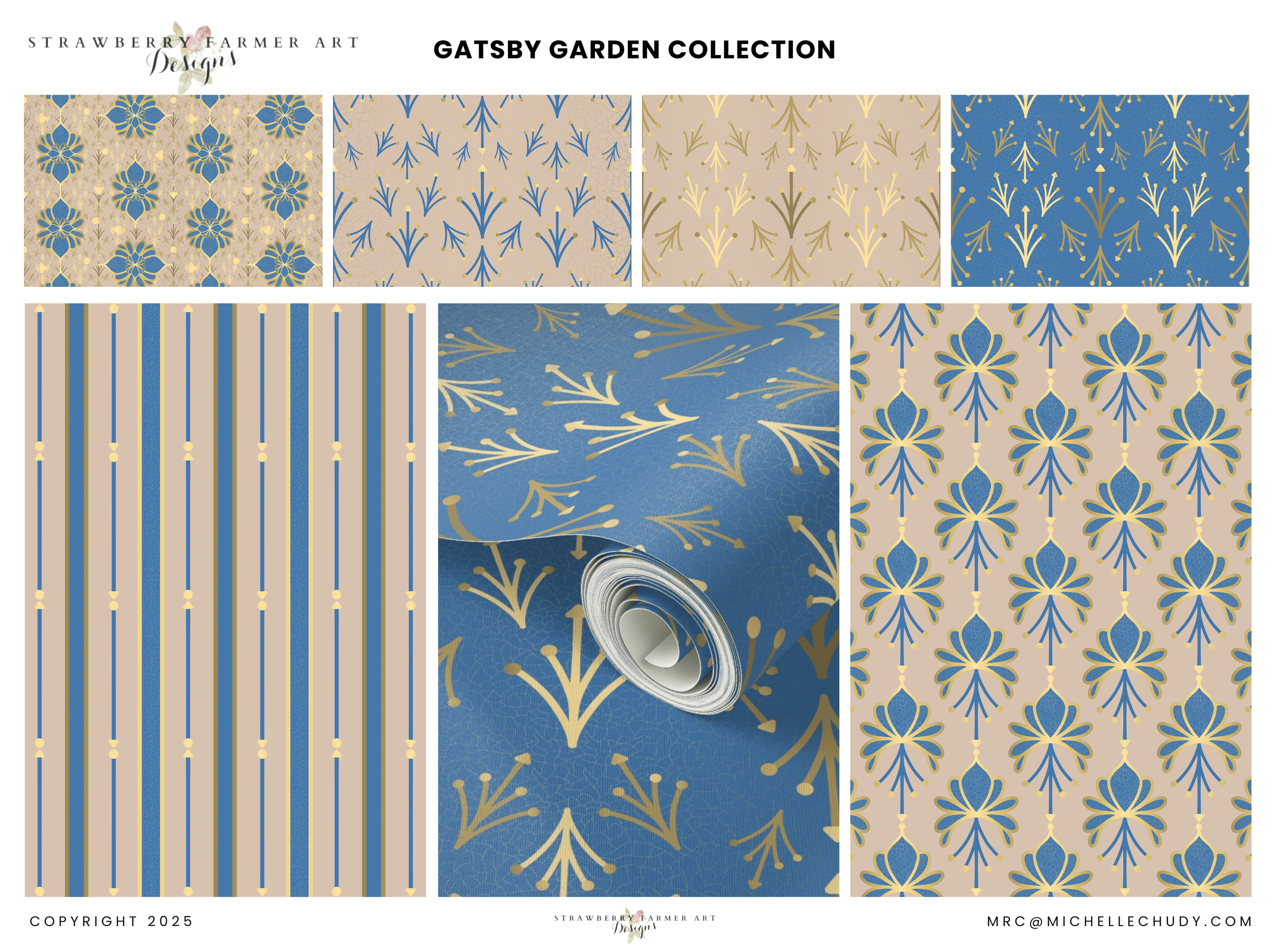 Gatsby Garden Collection — Art Deco inspired botanical surface patterns