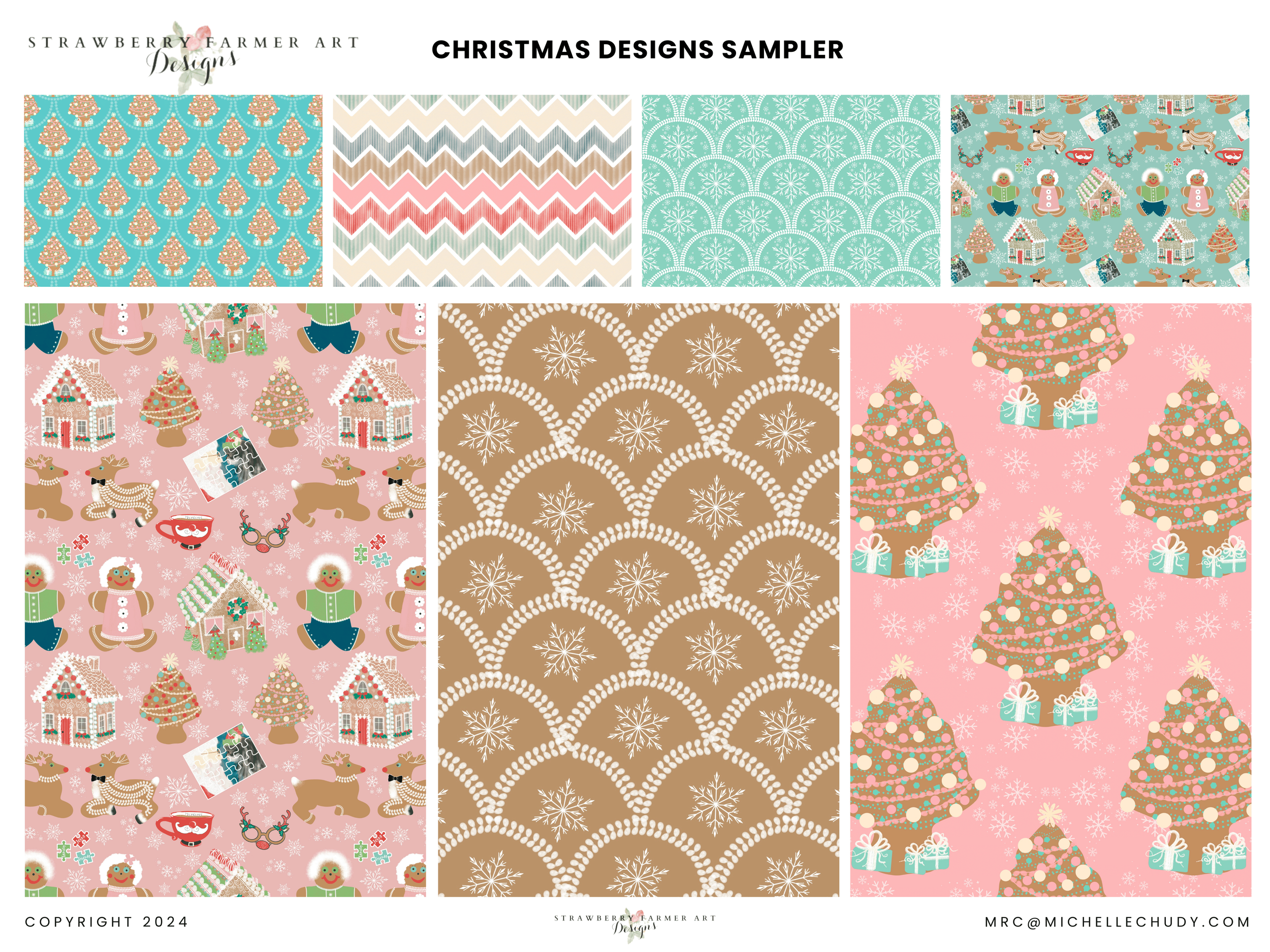 Christmas Designs Sampler — festive surface patterns created for seasonal licensing collections