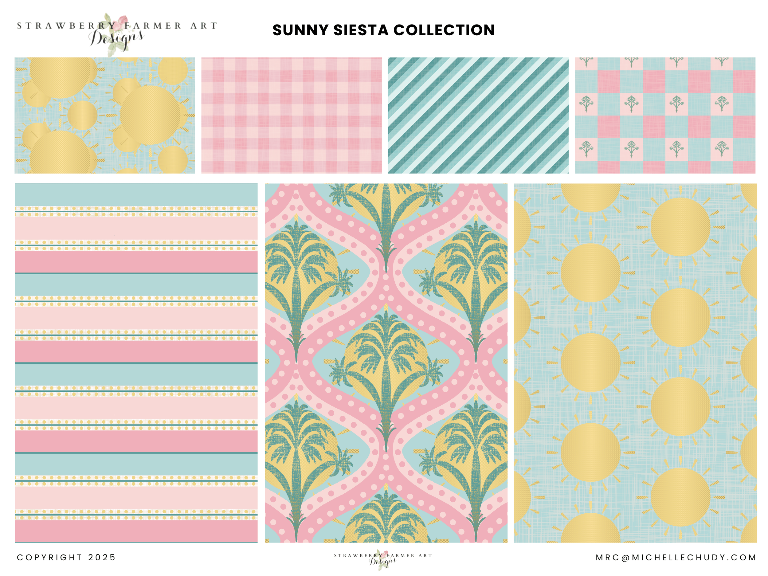 Sunny Siesta Collection — vibrant tropical surface patterns for summer licensing