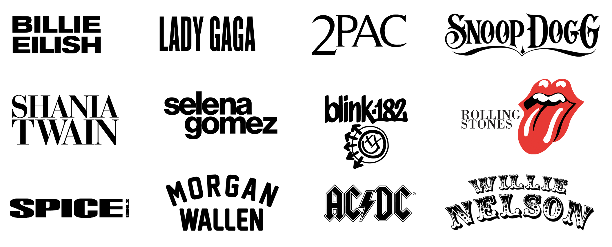 Logo du groupe de musique Rolling Stones avec le célèbre dessin de lèvres rouges avec la langue sortie.