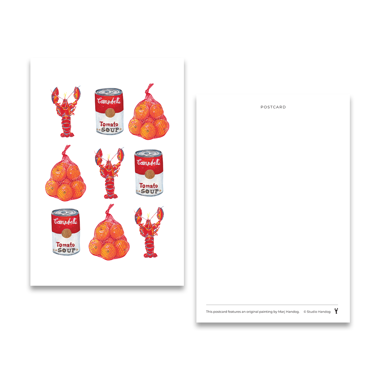 Studio Handog Lobster Orange Soup Can Postcard with Back Side.png