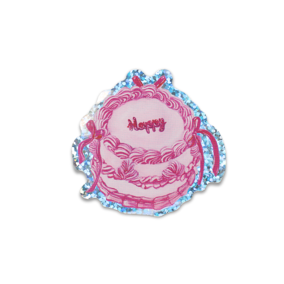 Happy Cake Glitter Sticker