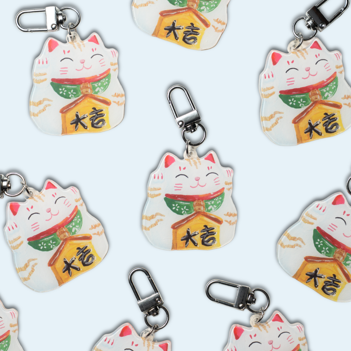 Studio Handog Lucky Cat Acrylic Keychain Flat Lay.png