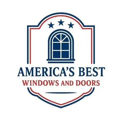 Logo for 'America's Best Windows and Doors' featuring a window illustration and stars.