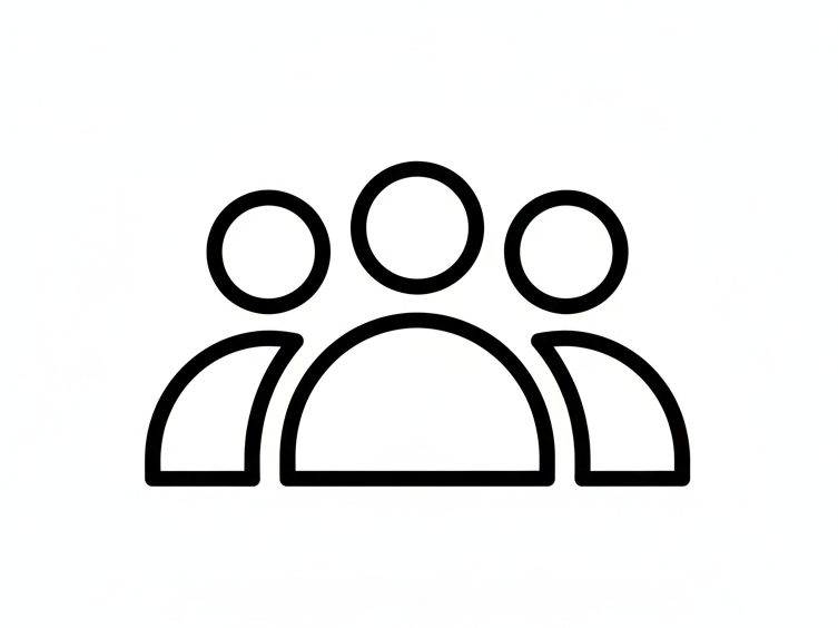 Icon of three people, representing a group or team.