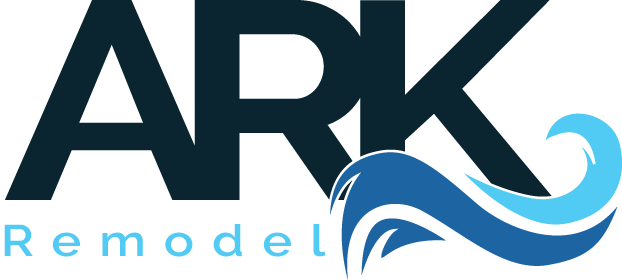 Logo with the text 'ARK Remodel' and a stylized blue wave.