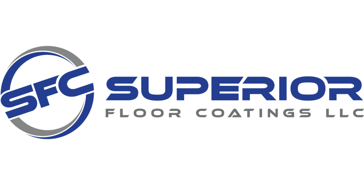 Logo for SFC Superior Floor Coatings LLC with a circular graphic and blue, gray, and black text