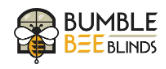 Logo for Bumble Bee Blinds featuring a bee with sunglasses and the company name
