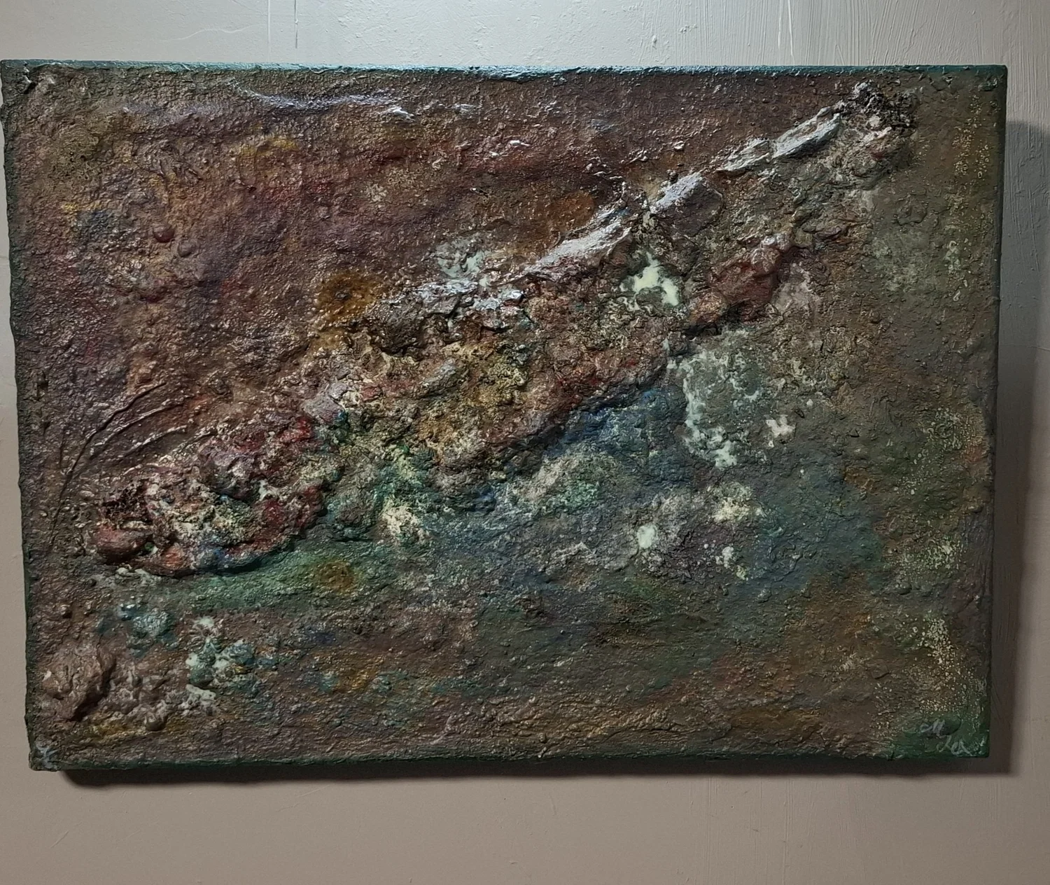 Leuchtender Sedimentbruch der Elemente von Markus Willems, abstraktes Original aus der Kollektion des Sediment und Strukturateliers Köln