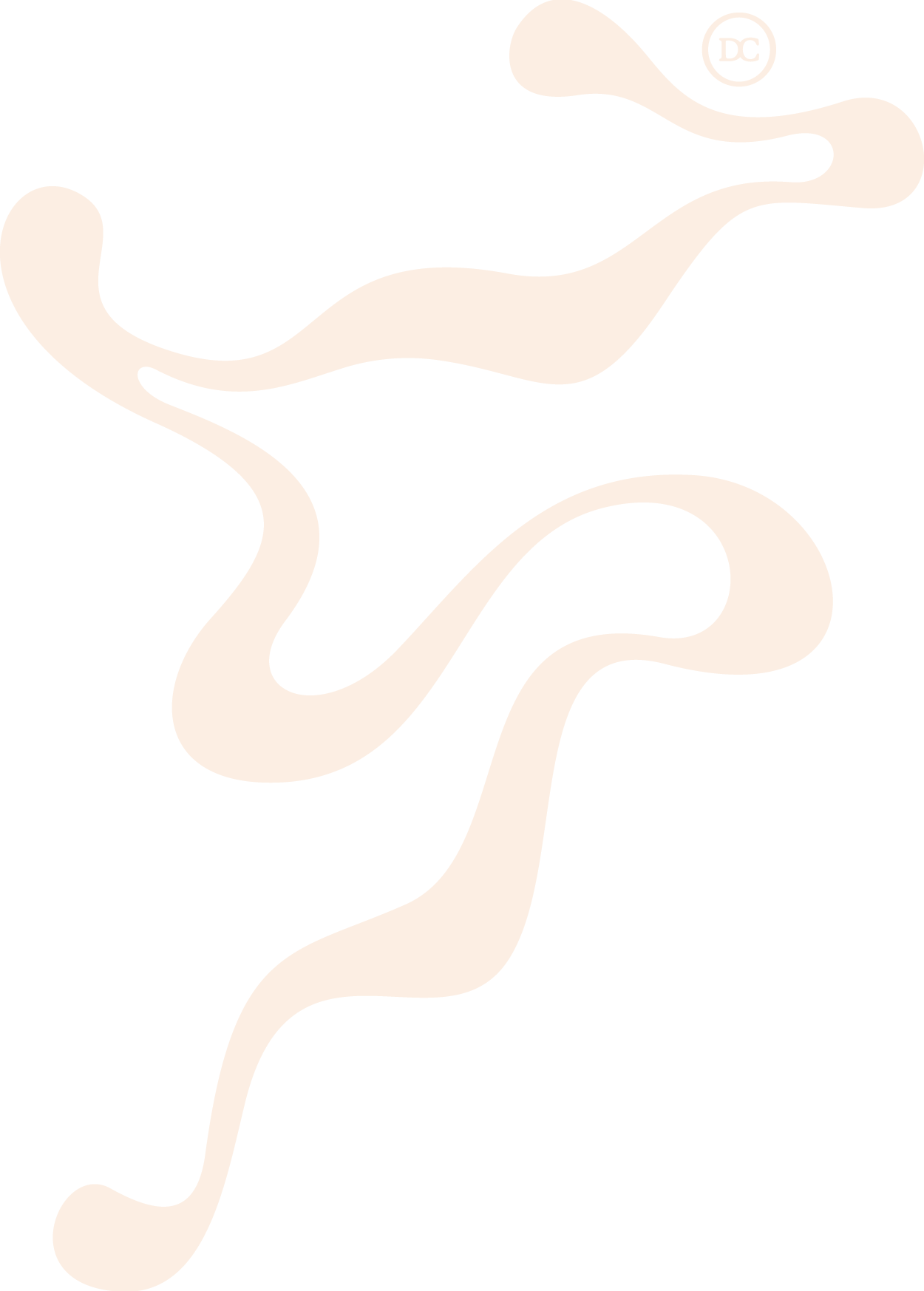 An abstract illustration of a gray snake with a curved body and a small head, winding across a black background. The DC logo is in a circle in the upper right corner.