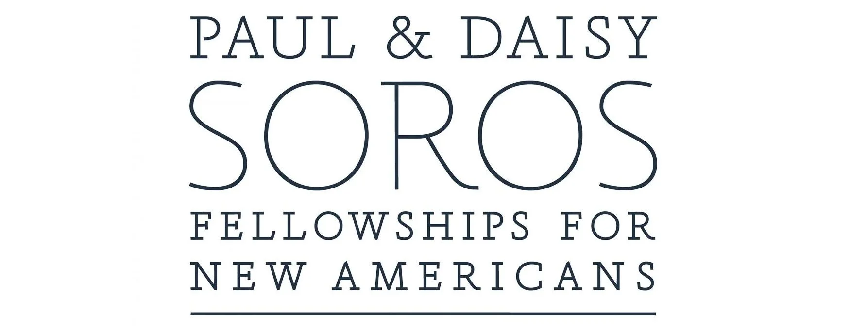 Logo for Paul and Daisy Soros Fellowships for New Americans, with text in a minimalist font.