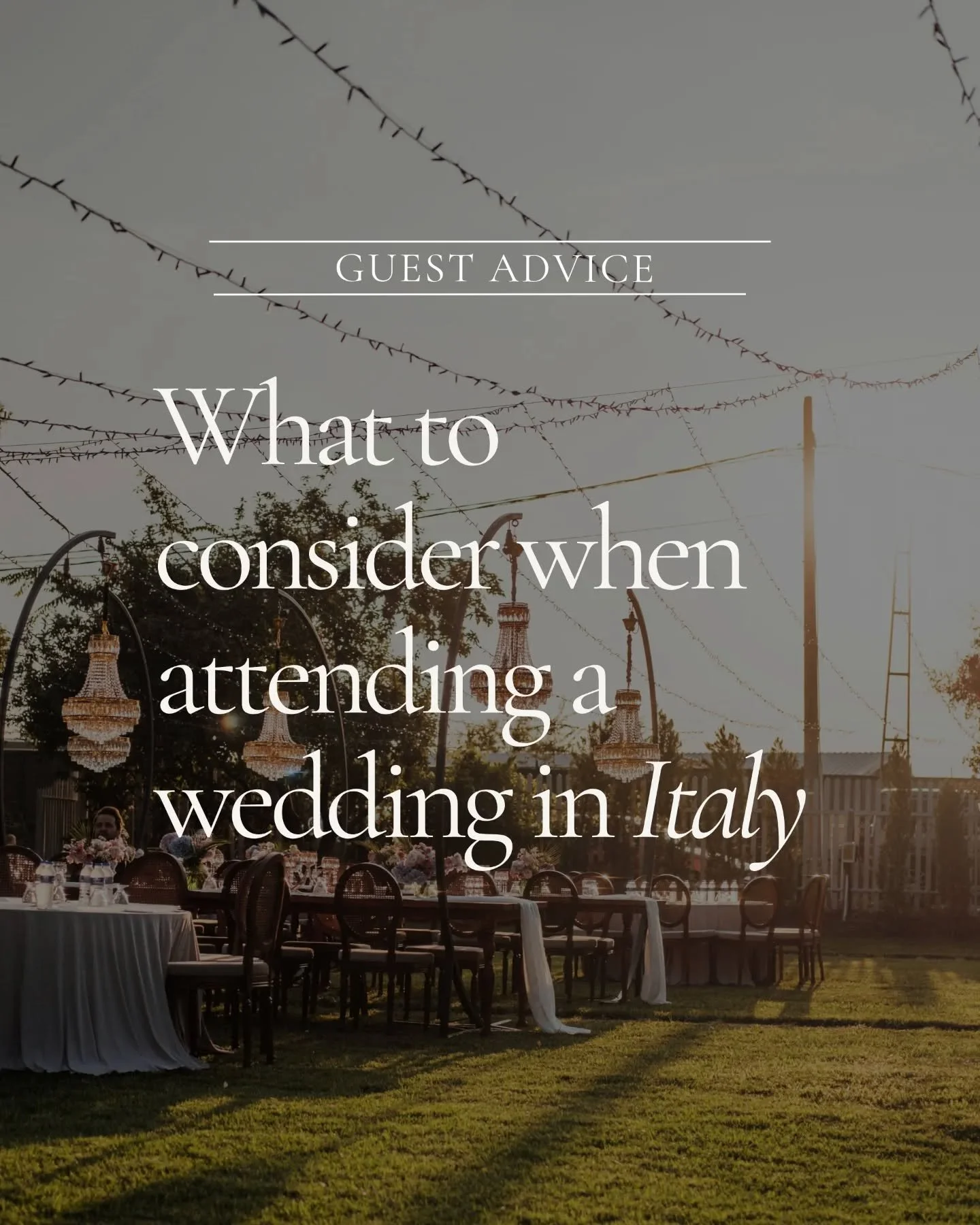 We have two beautiful weddings this year in Italy, as well as a 40th birthday party, and so we've come up with a few tips for guests travelling there. What would you add to our list? ✨
