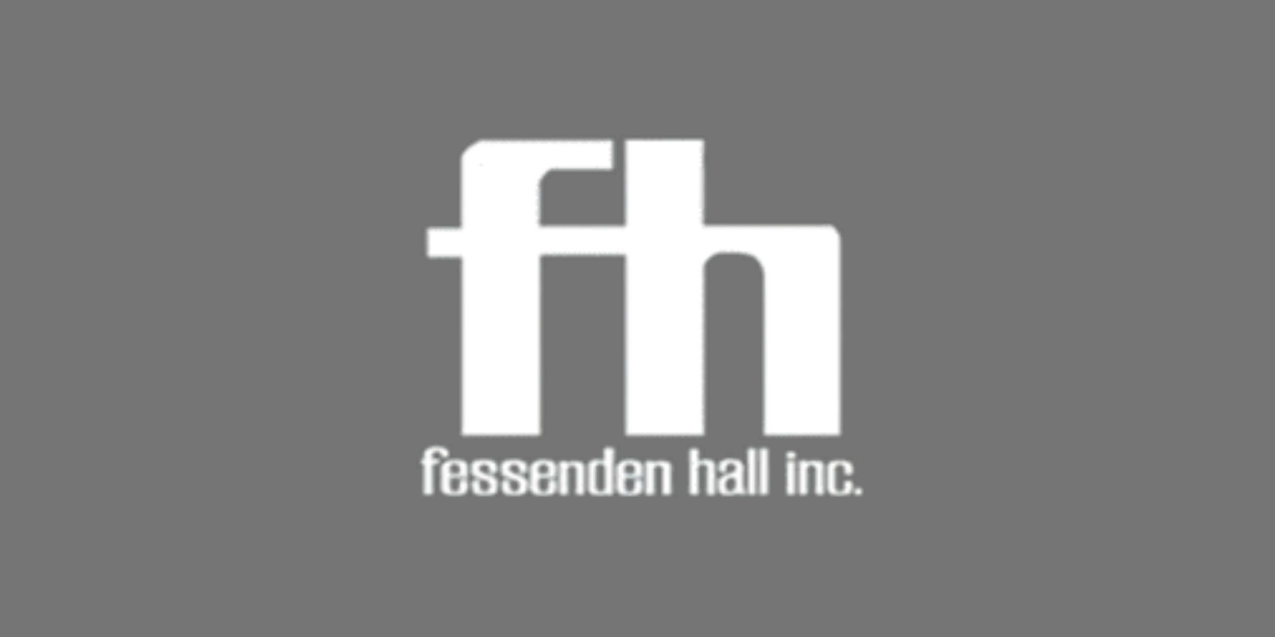 Logo of Fessenden Hall Inc. with a stylized 'fh' on a gray background.
