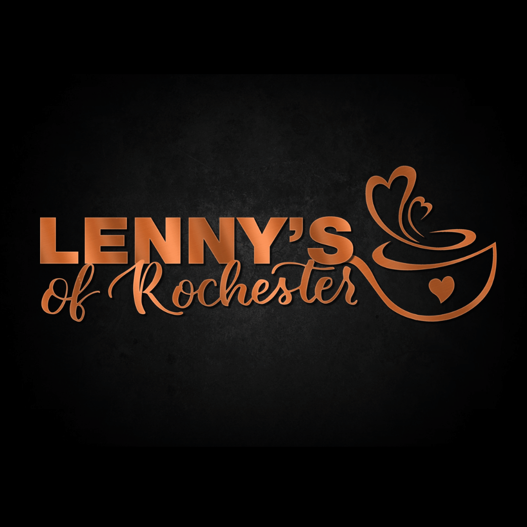 Orange and Black Lenny's of Rochester coffee shop logo