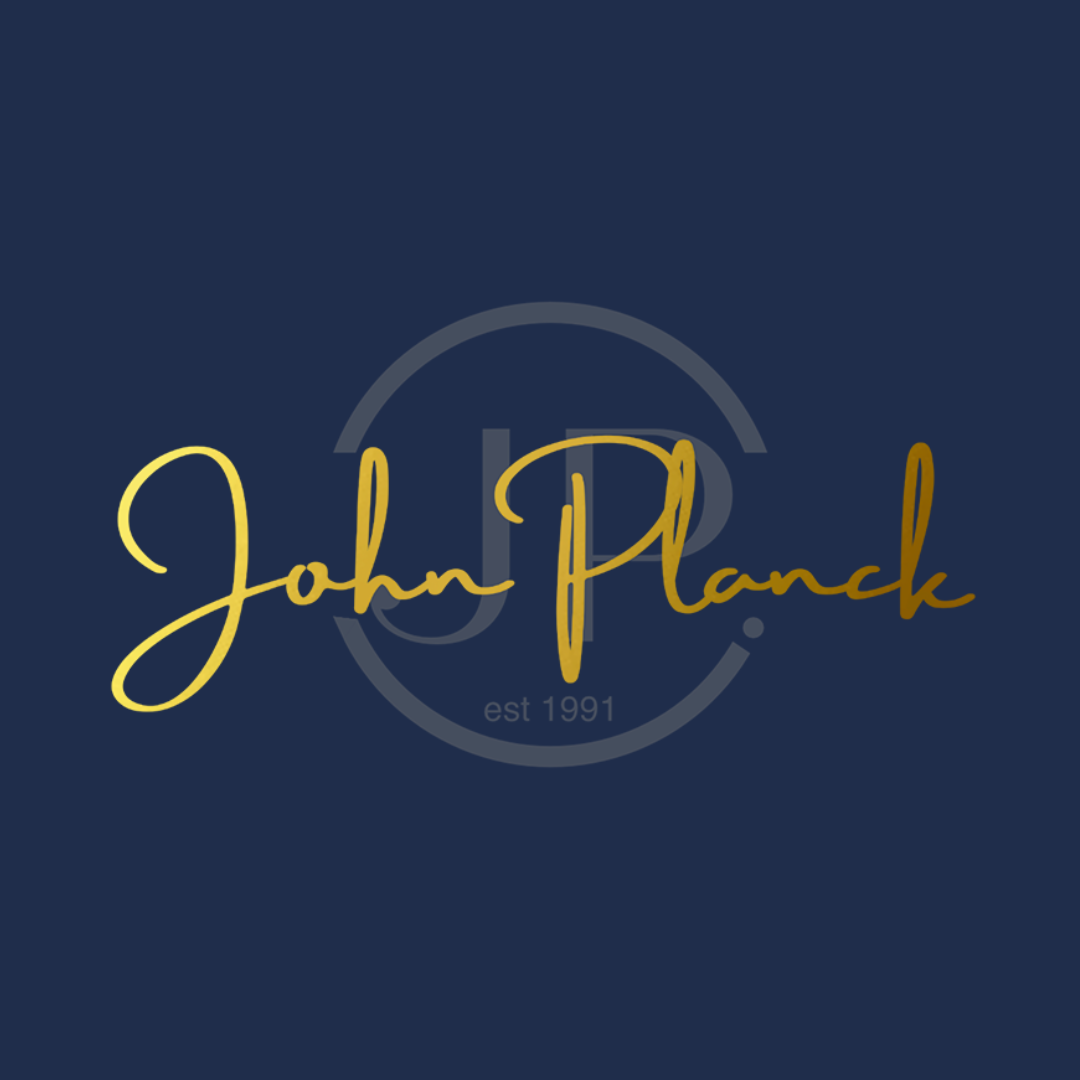 Navy and gold John Planck Logo