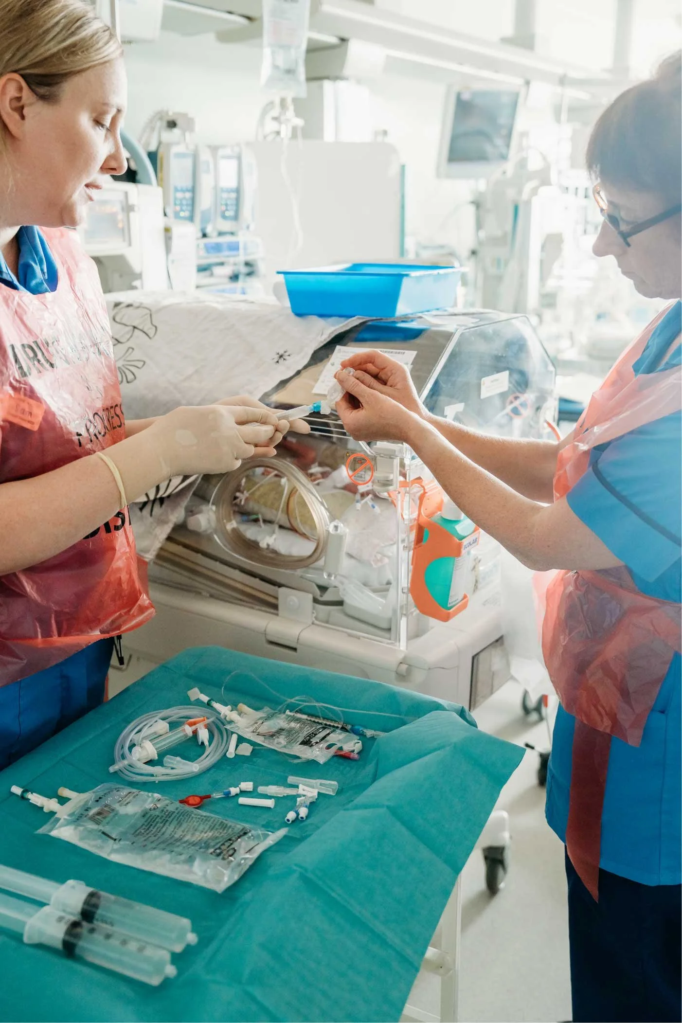 Neonatal nurses provide care in hospital setting