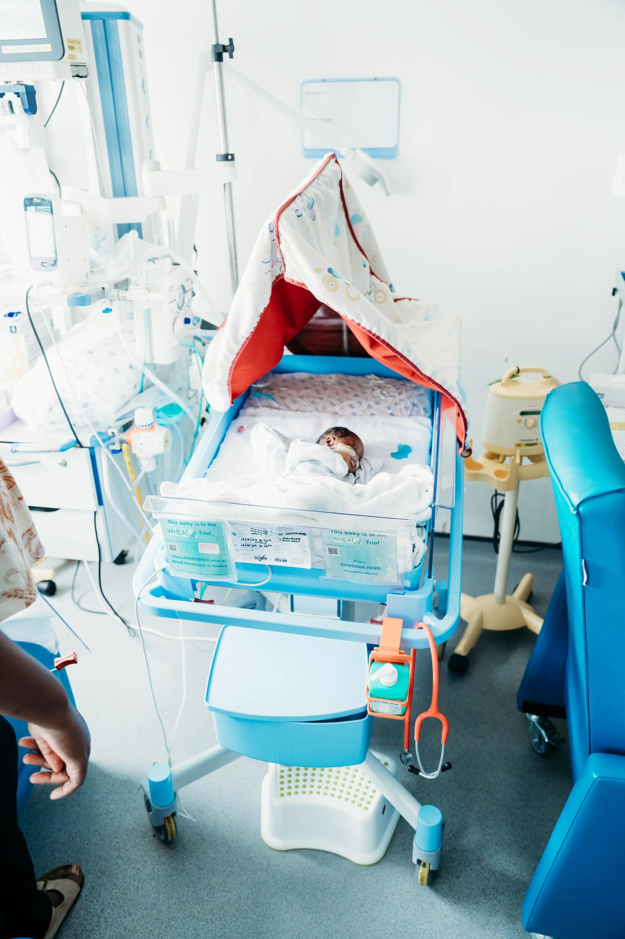Premature baby receiving care in neonatal intensive care unit at Medway Maritime Hospital