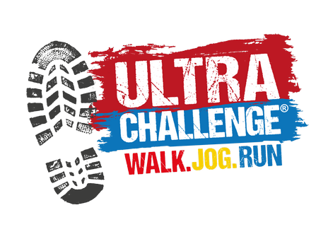 Ultra Challenge logo with footprint graphic and text Walk Jog Run