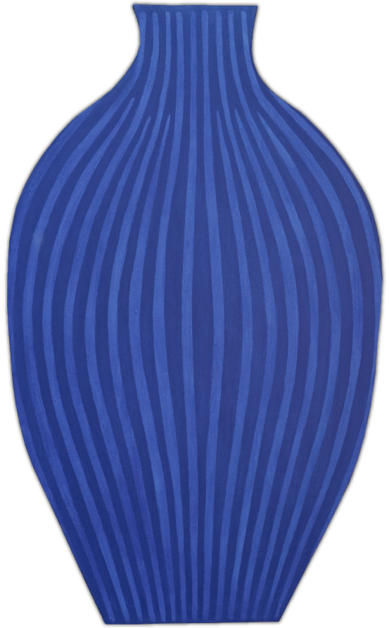 Retablo, Cántaro azul, acrílico sobre madera,  Daniza, 2025, arte contemporáneo figurativo latinoamericano.