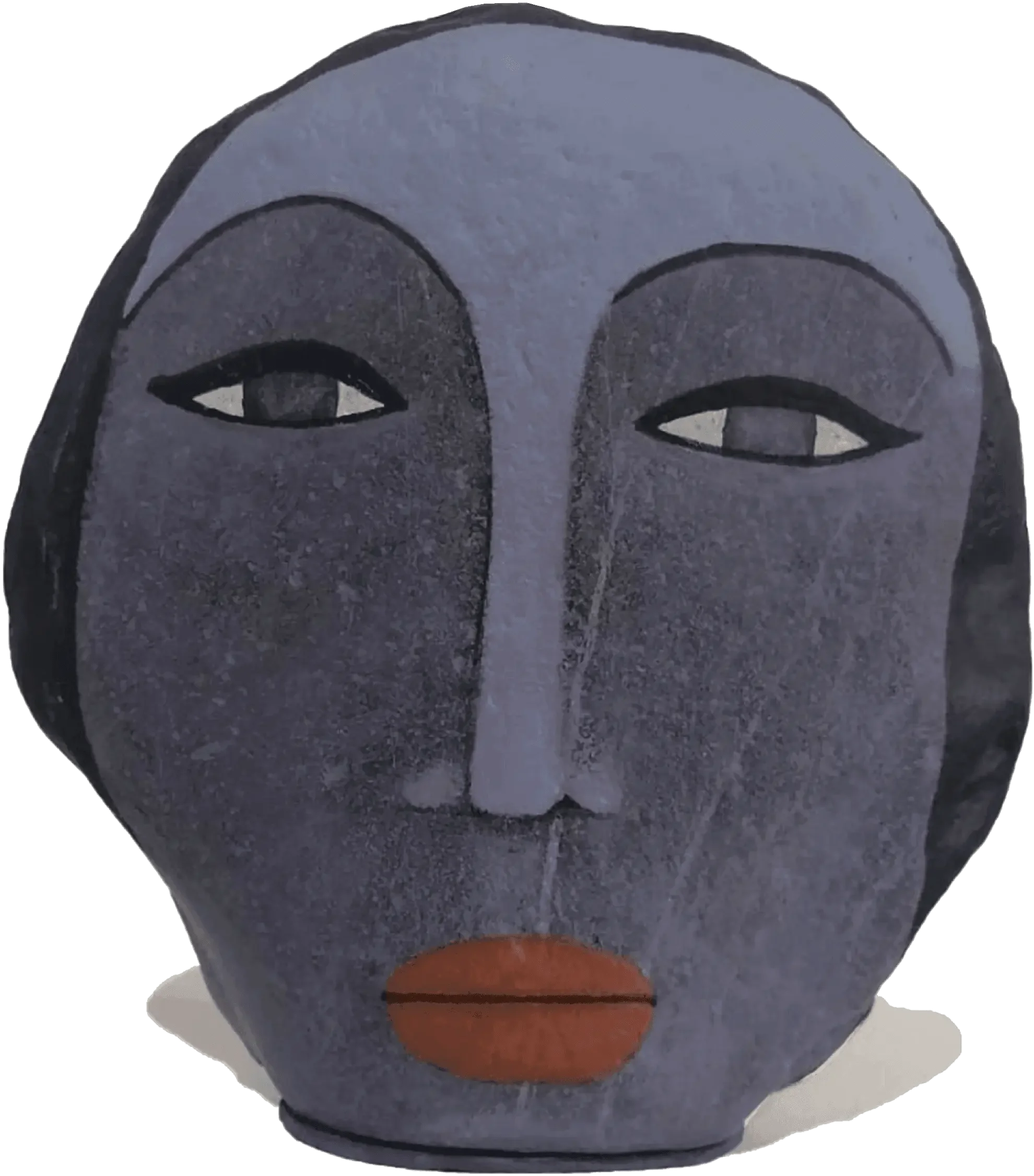 Escultura, cabeza, Índigo, acrílico sobre piedra,  Daniza, 2024, arte contemporáneo figurativo latinoamericano.