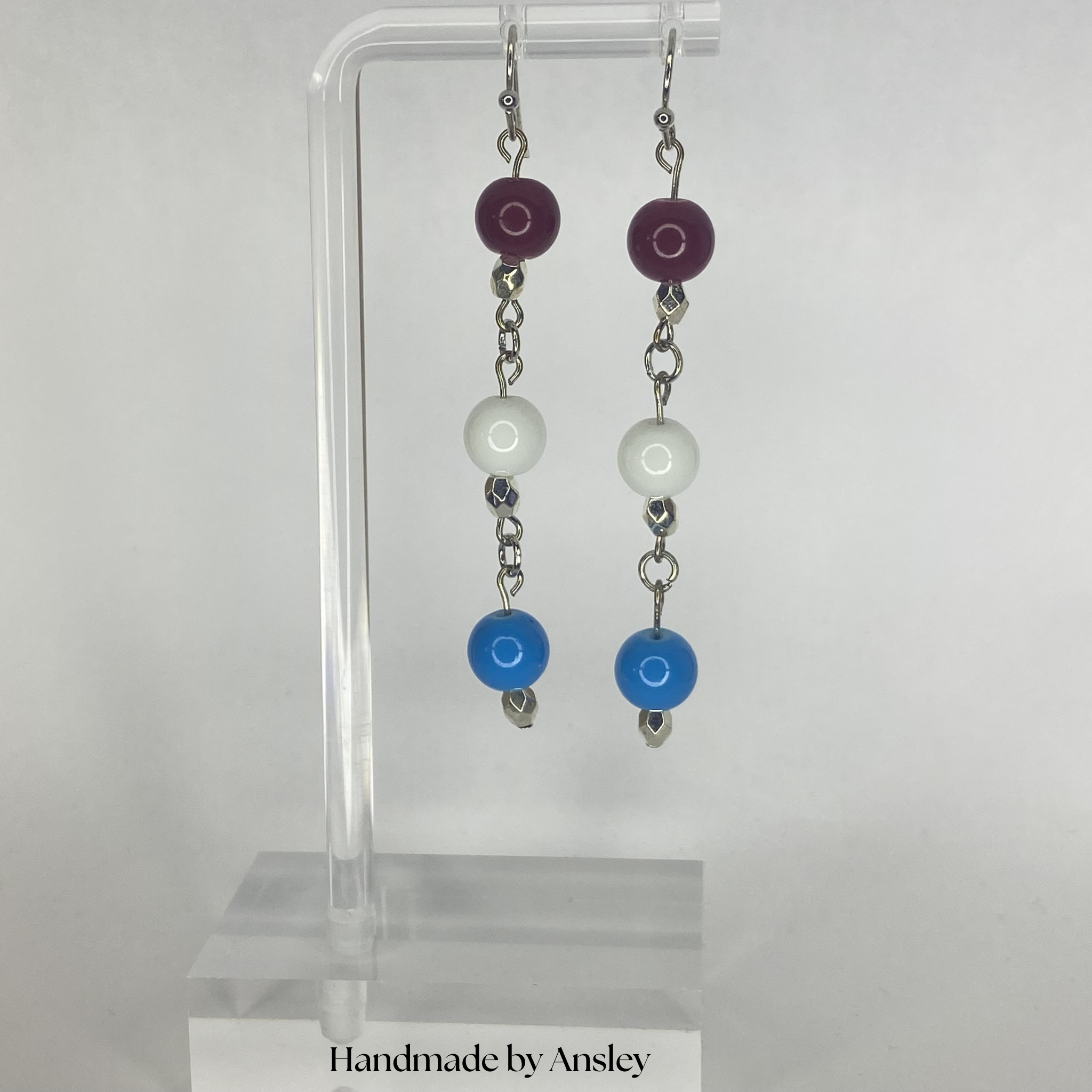 Red White & Blue Beaded Earrings