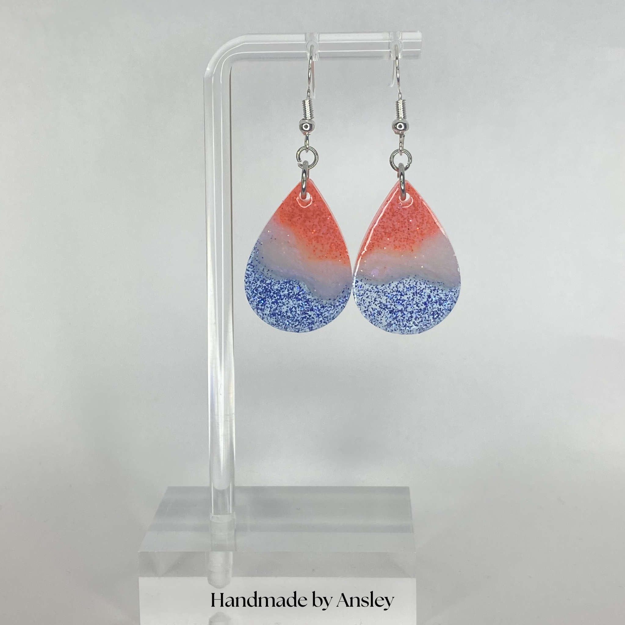 Patriotic Glitter Teardrop Earrings