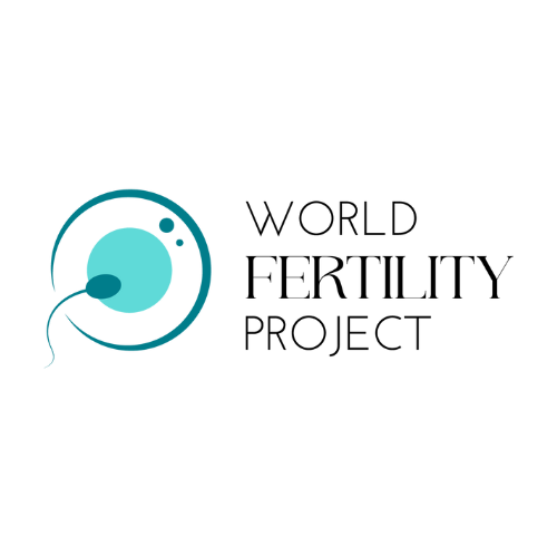 Illustration of a sperm cell approaching an egg cell for fertilization.