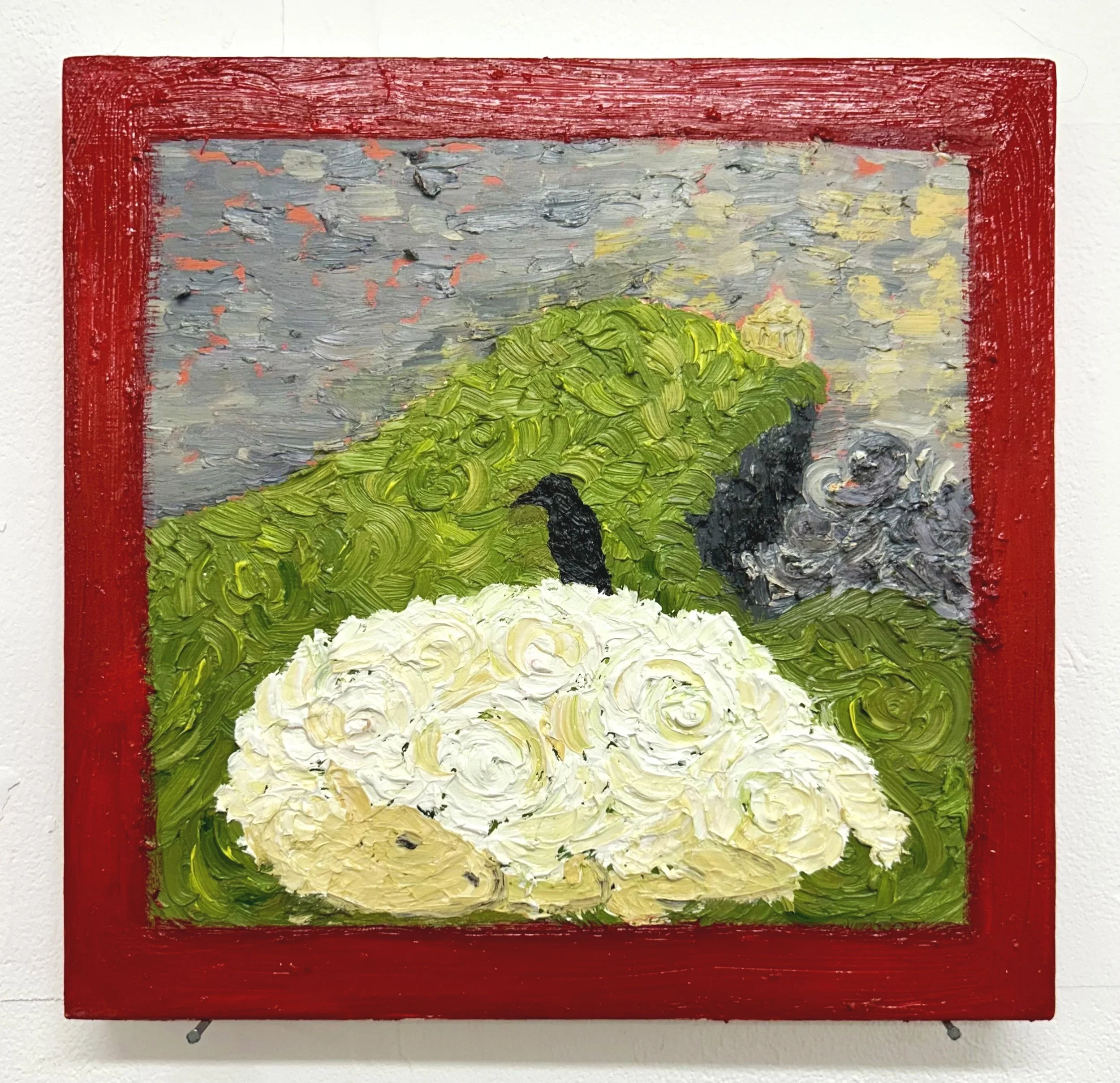 A Sheep that I once saw in a field, near Mussenden Temple | 2026 | Oil on panel. | 31 x 31cm