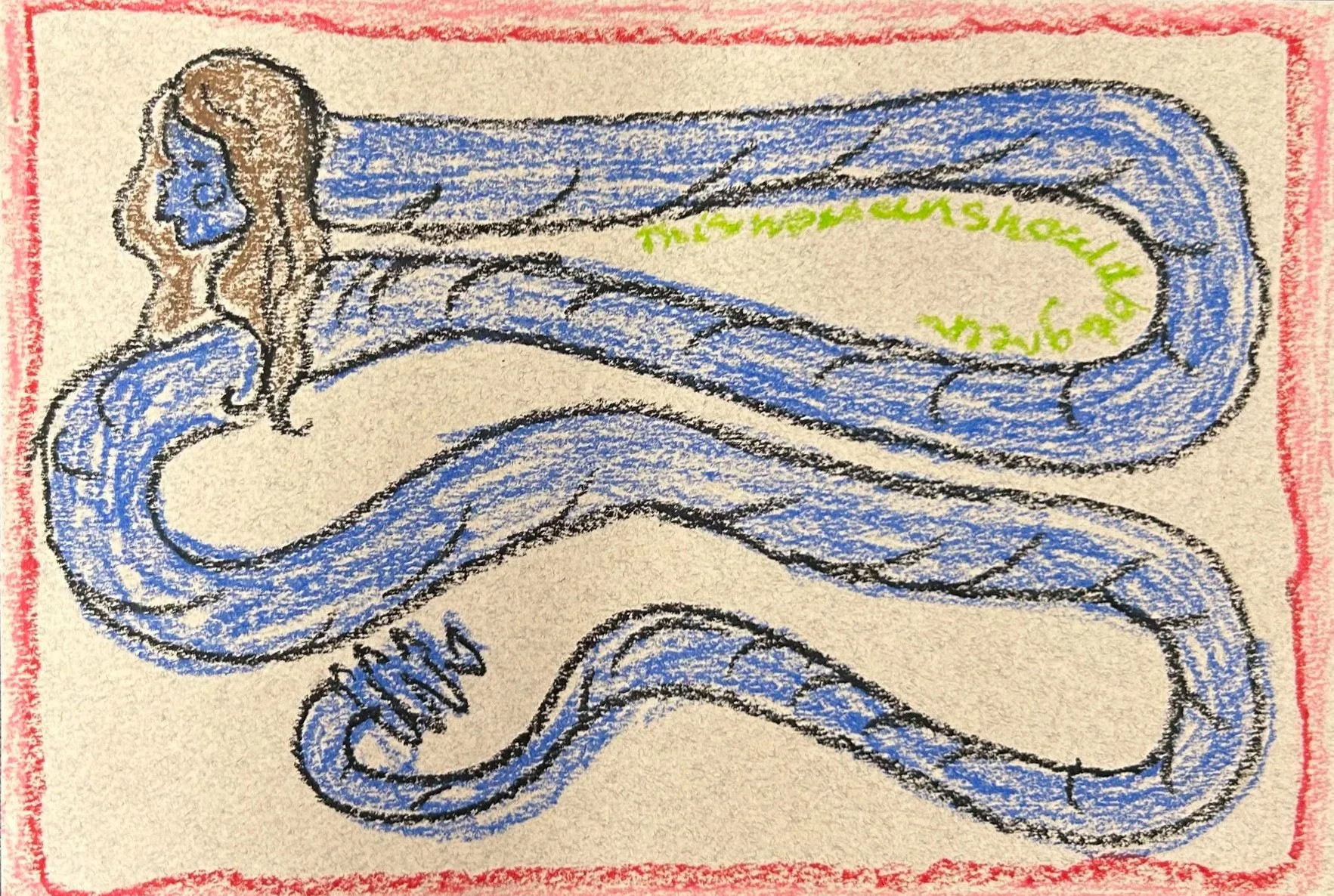 Snake woman | 2026 | Oil pastel on paper