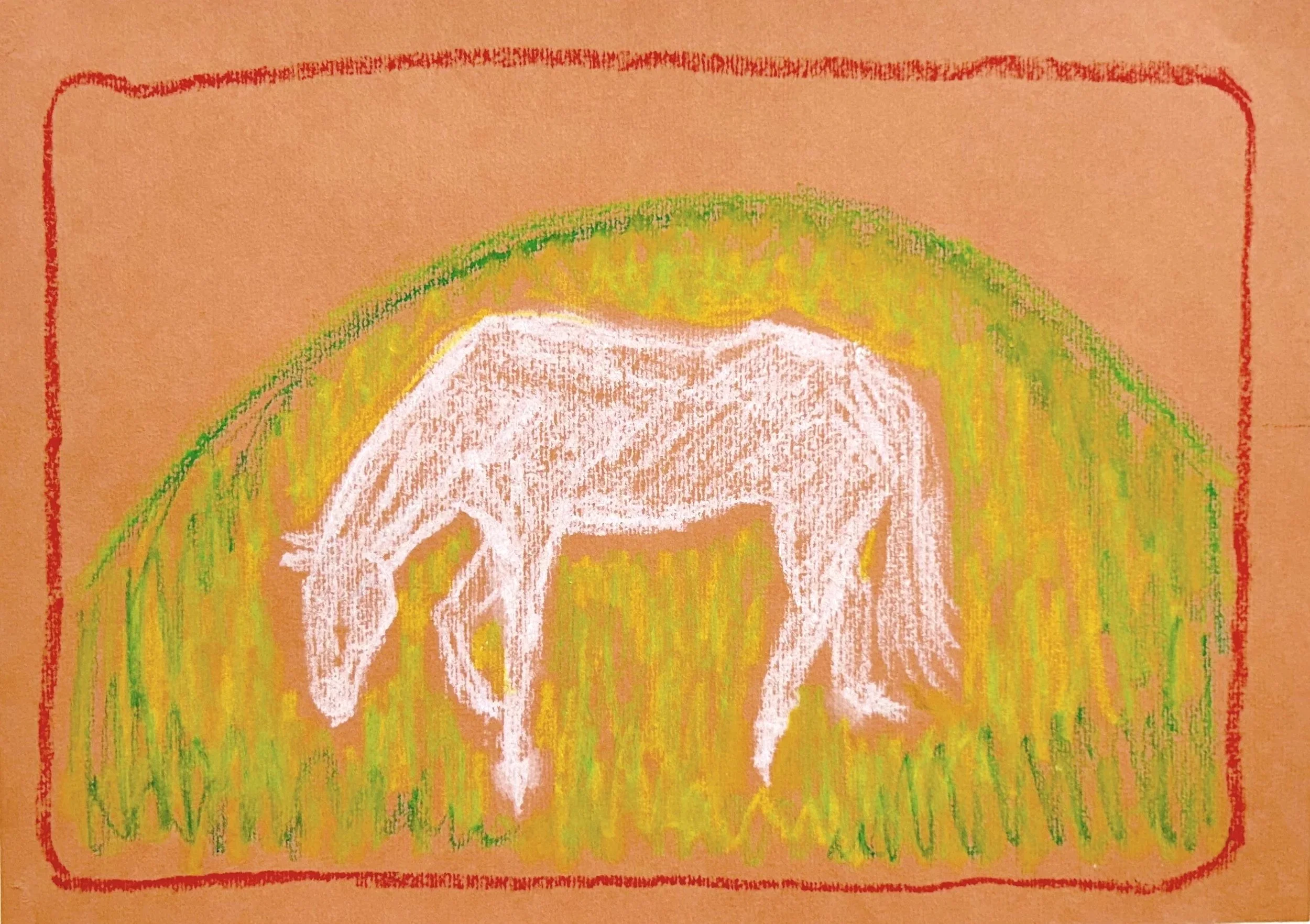 White horse | 2026 | Oil pastel on paper