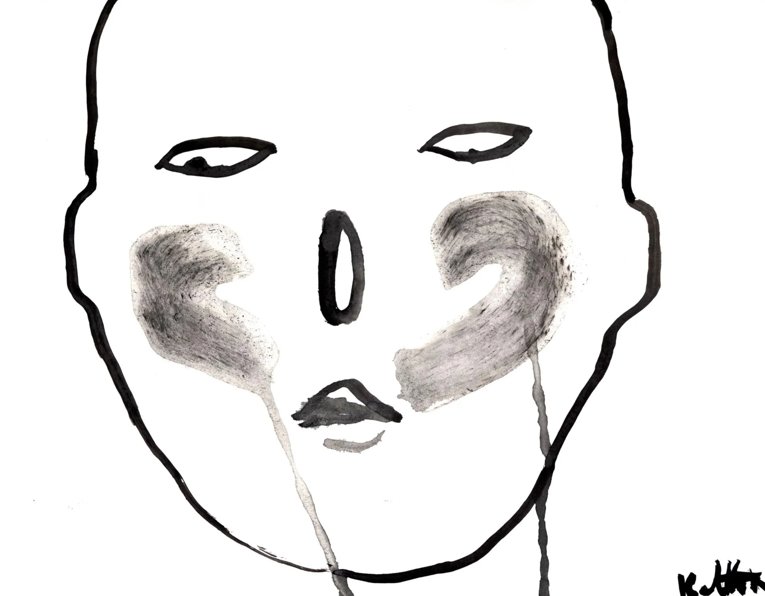 face(II), 2024, ink on paper, 12x9 inches