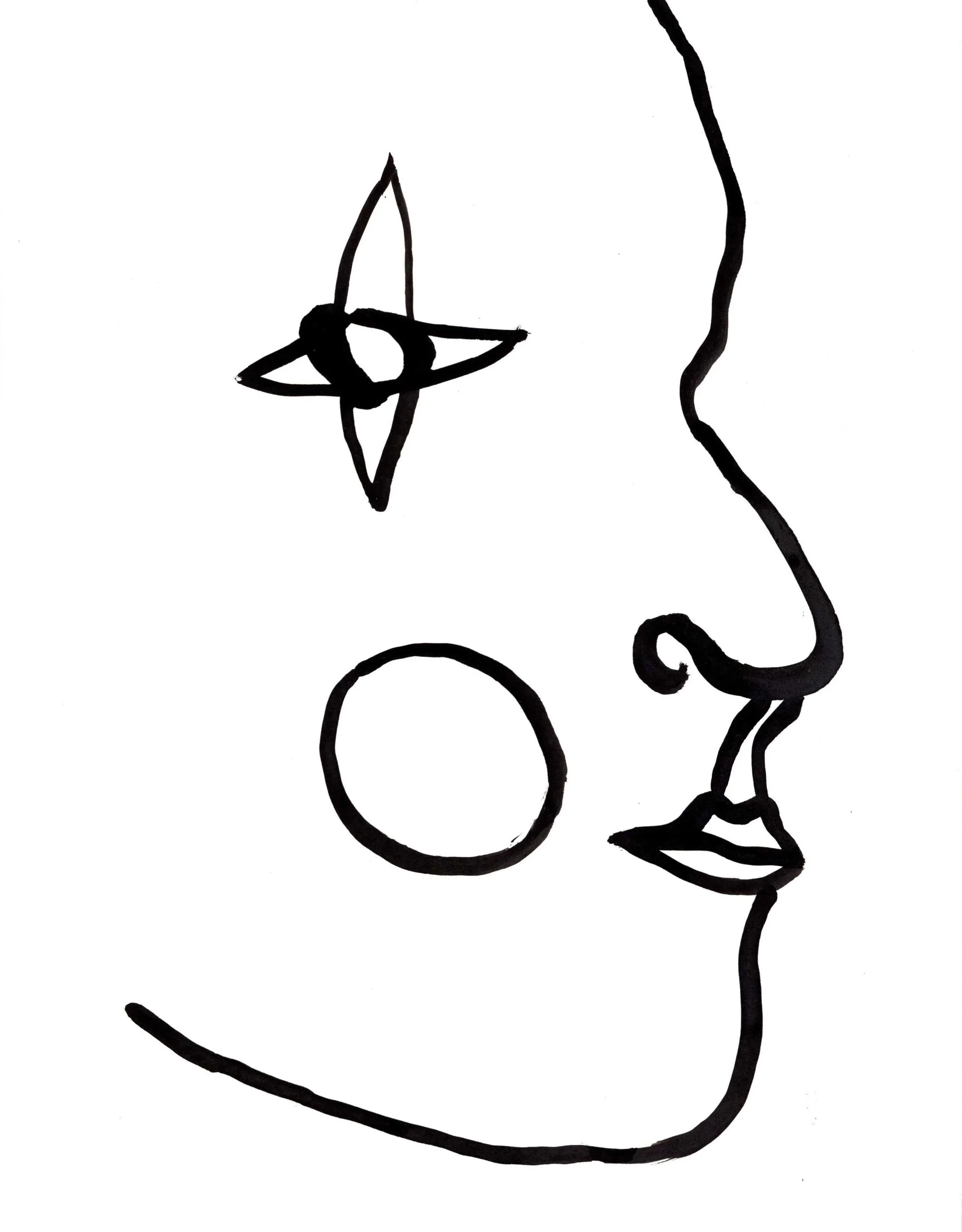 face, 2024, ink on paper, 12x9 inches