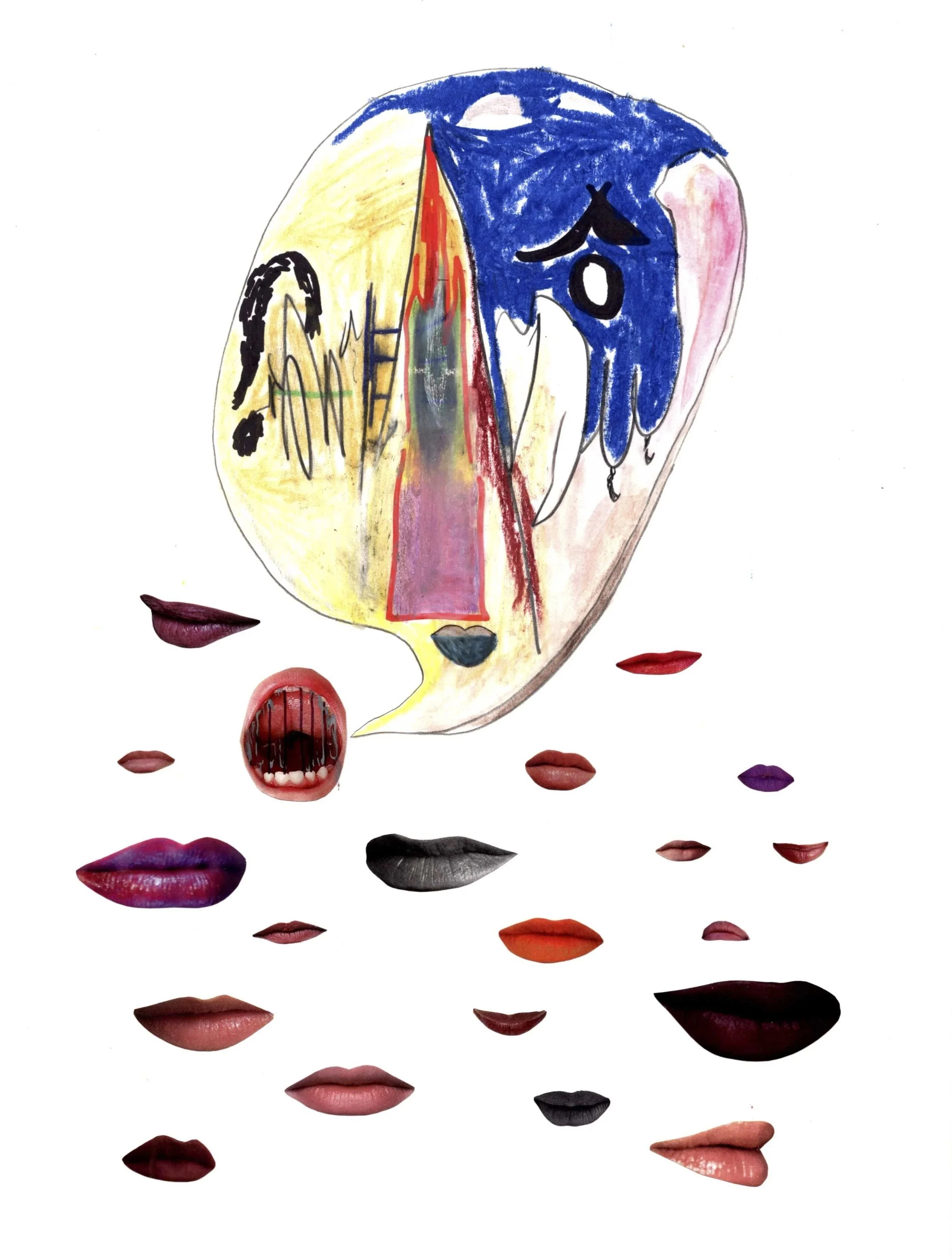 who am I?, 2024, collage and mixed media, 9x12 inches