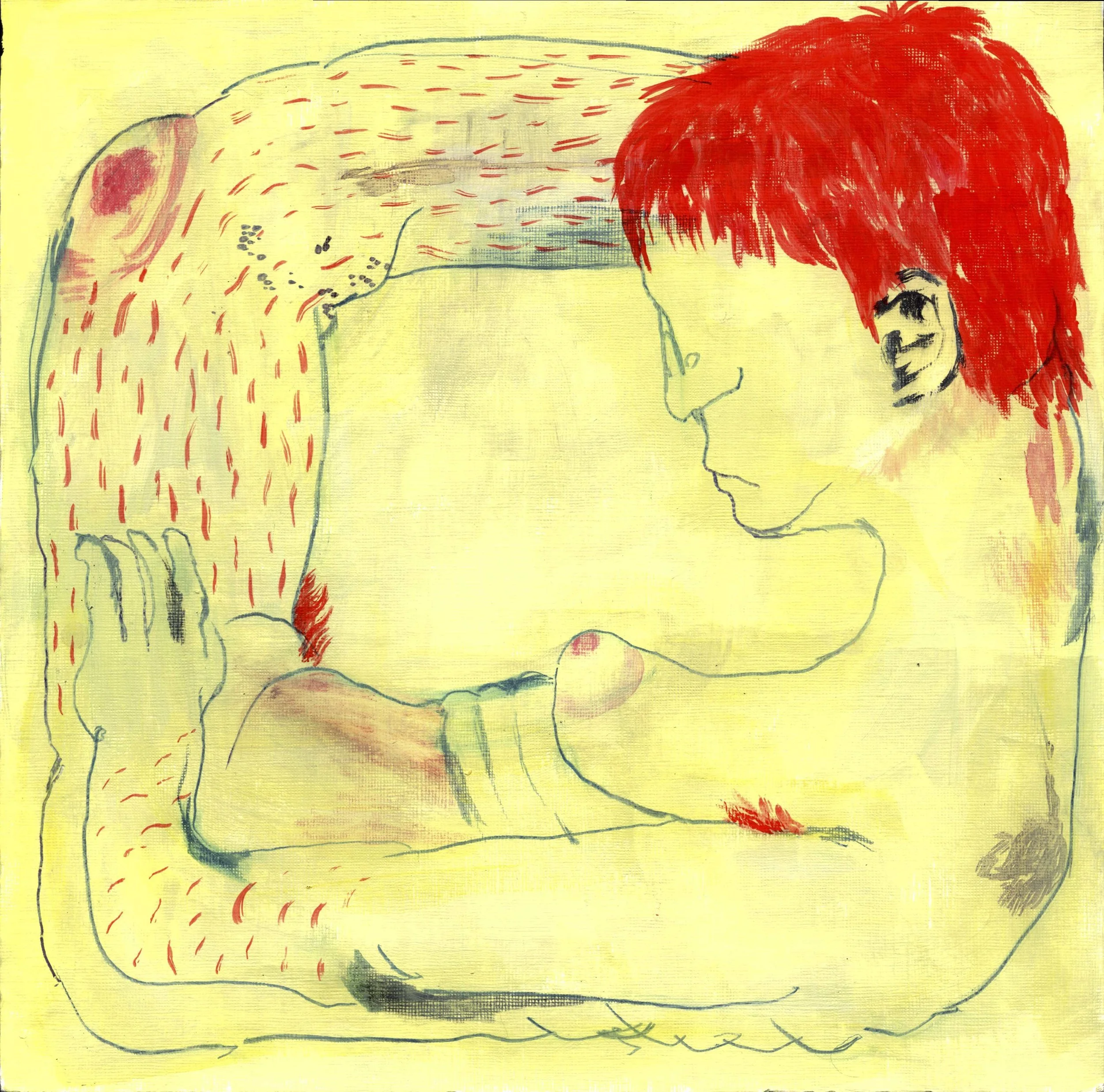 self portrait, 2024, acrylic on paper, 12x12 inches