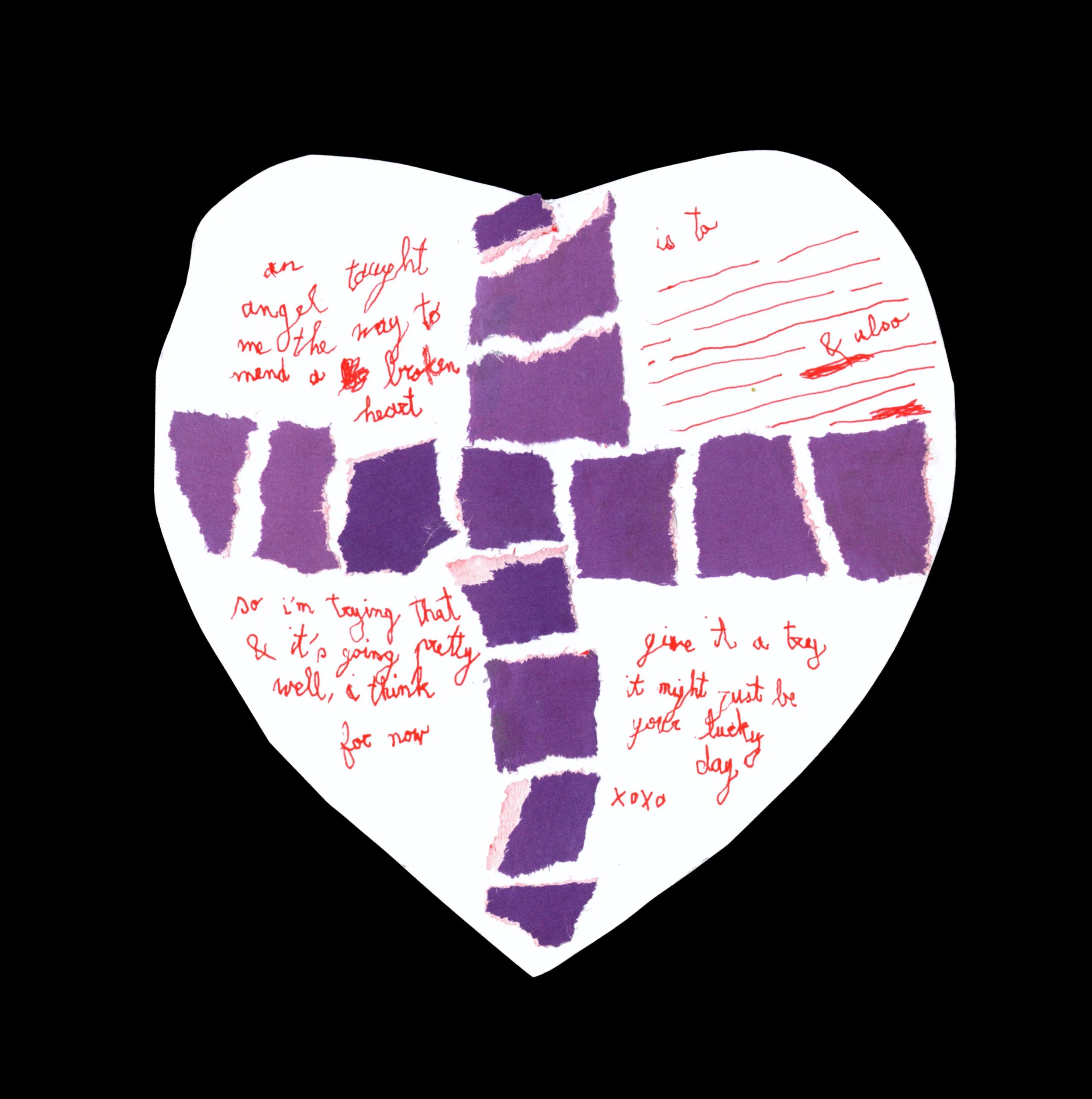 unsent valentine, 2026, collage and pen on paper, 5x5 inches