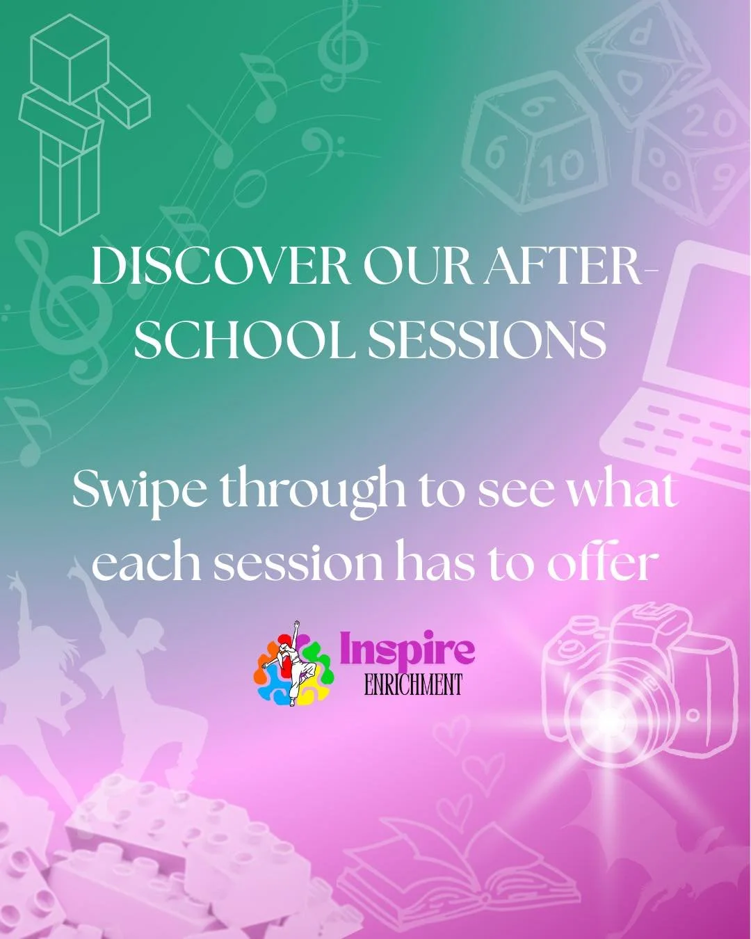 DISCOVER OUR AFTER-SCHOOL SESSIONS ✨

Looking for something a little different for your child or young person after school? 💜

At Inspire Enrichment, our sessions are designed to give young people the chance to explore their interests, get creative,