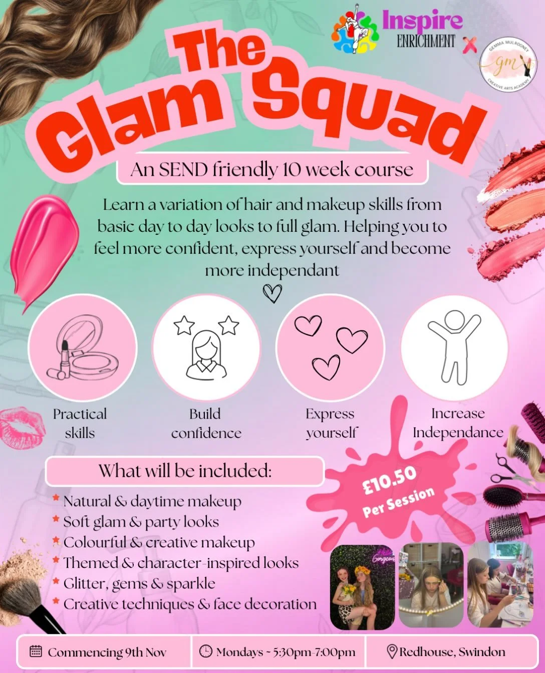 INTRODUCING&hellip; THE GLAM SQUAD! ✨💄

We&rsquo;re so excited to introduce The Glam Squad! An SEND-friendly 10-week hair &amp; makeup course designed to help young people develop practical skills, confidence and independence in a fun, supportive en