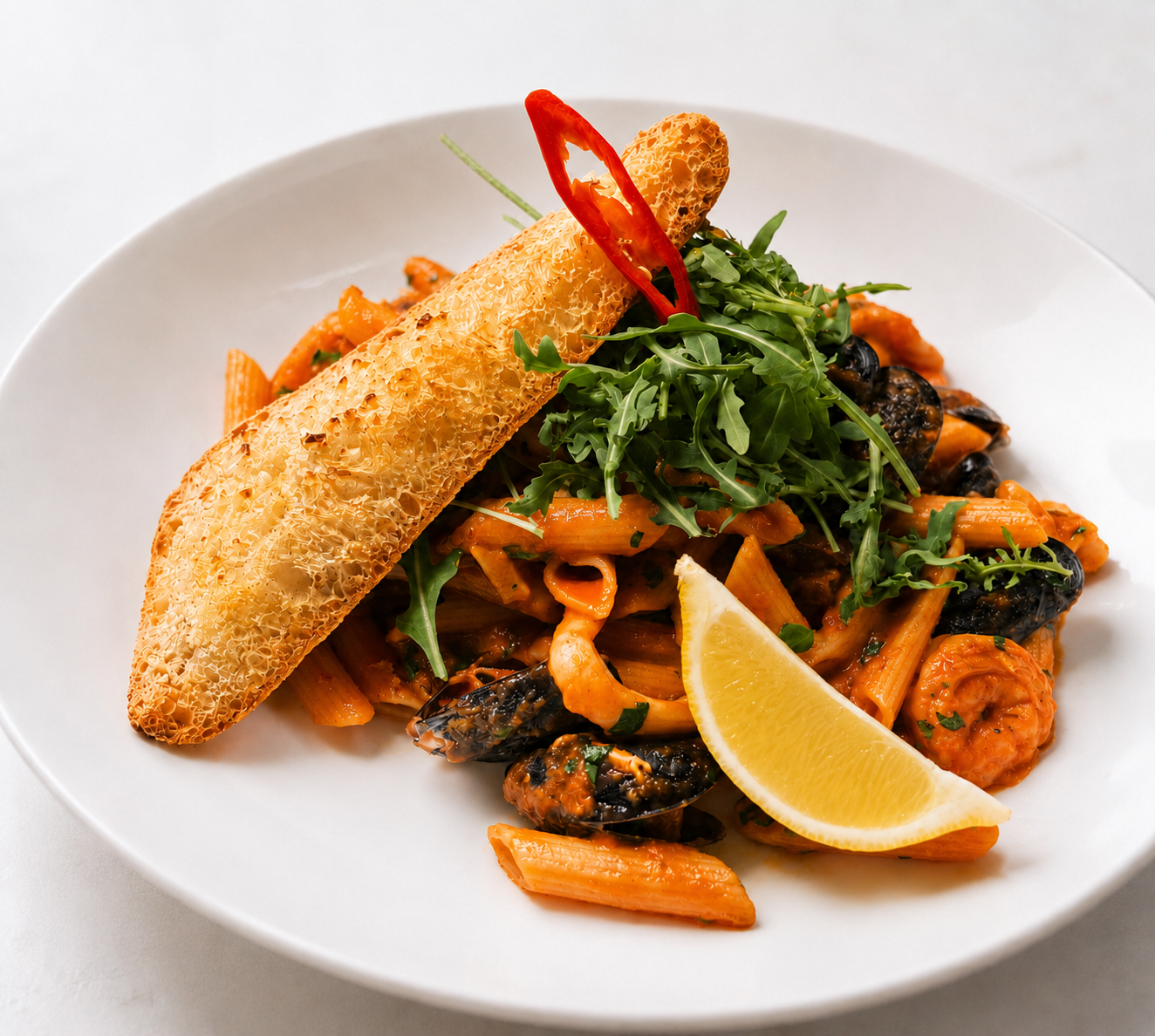 Seafood Arrabiatta Penne Pasta