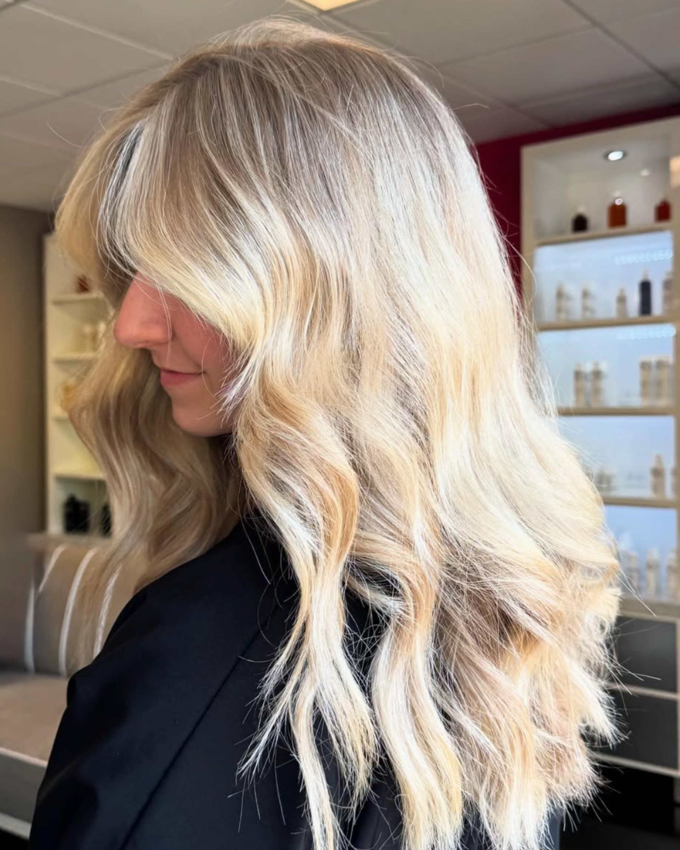 Bright blonde balayage at a Columbia SC hair salon