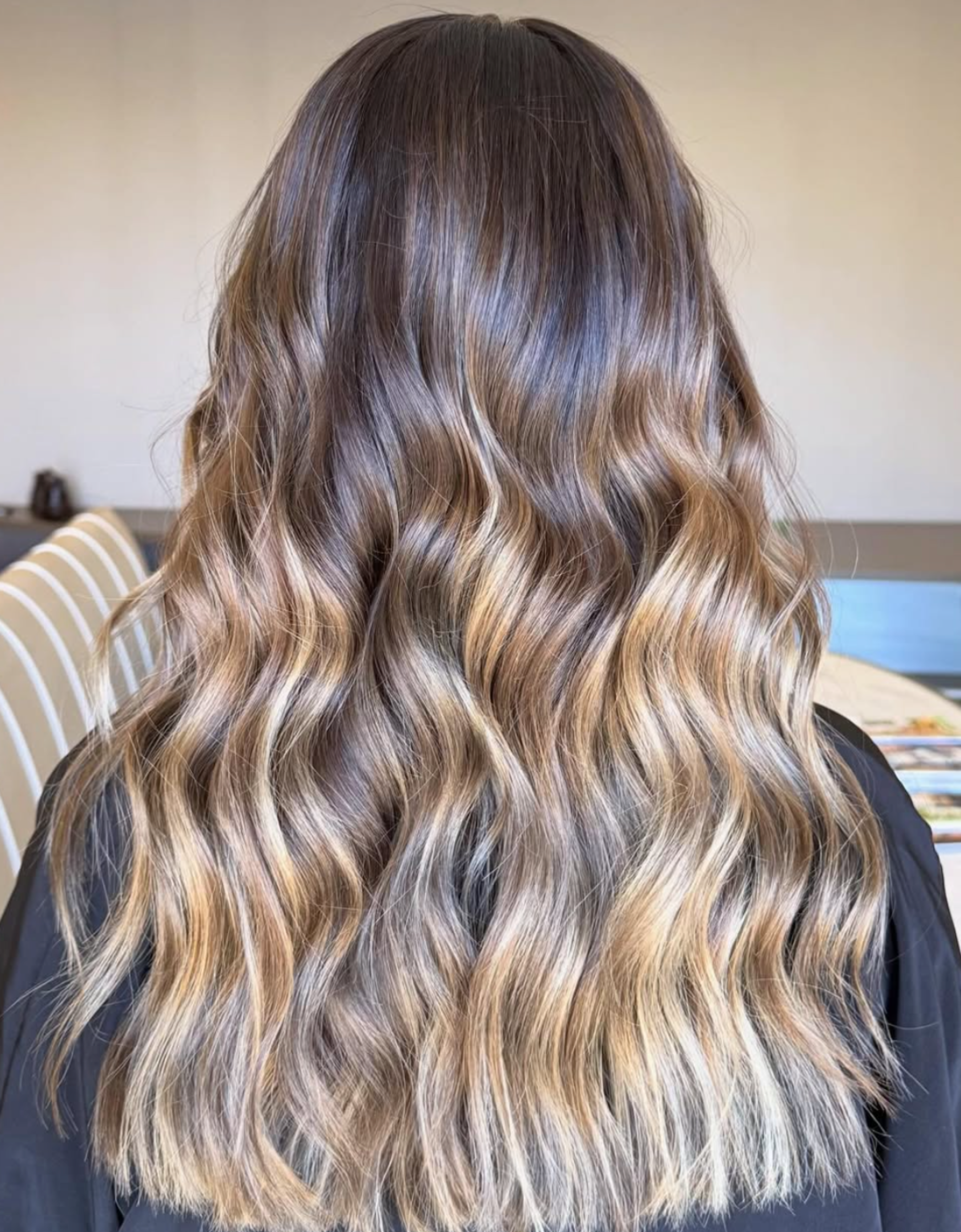Brunette balayage with dimensional highlights in Columbia, SC