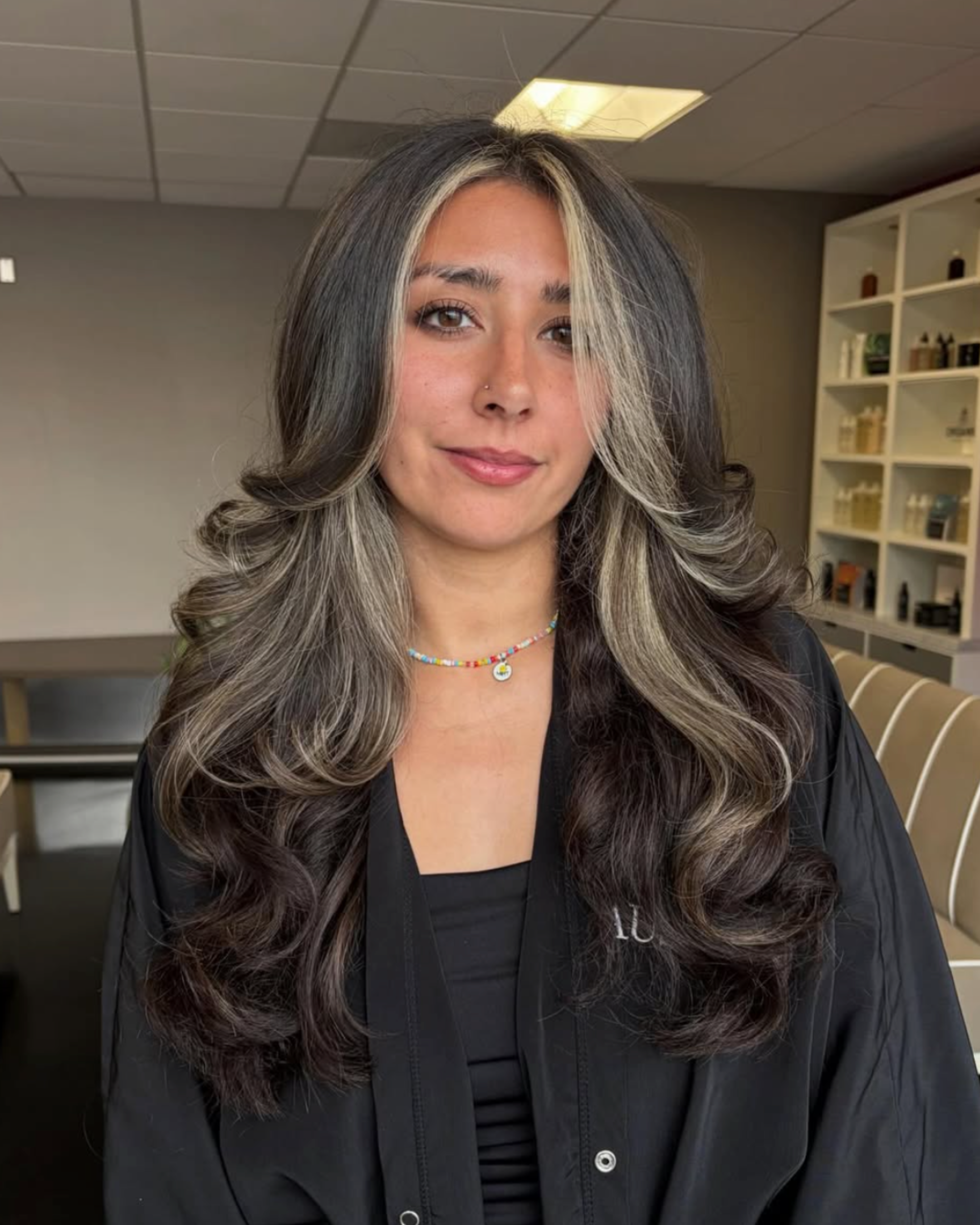 Money piece highlights and dimensional brunette color in Columbia, SC