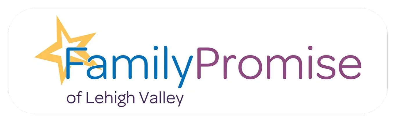 Logo for Family Promise of Lehigh Valley with a yellow star and purple and blue text.