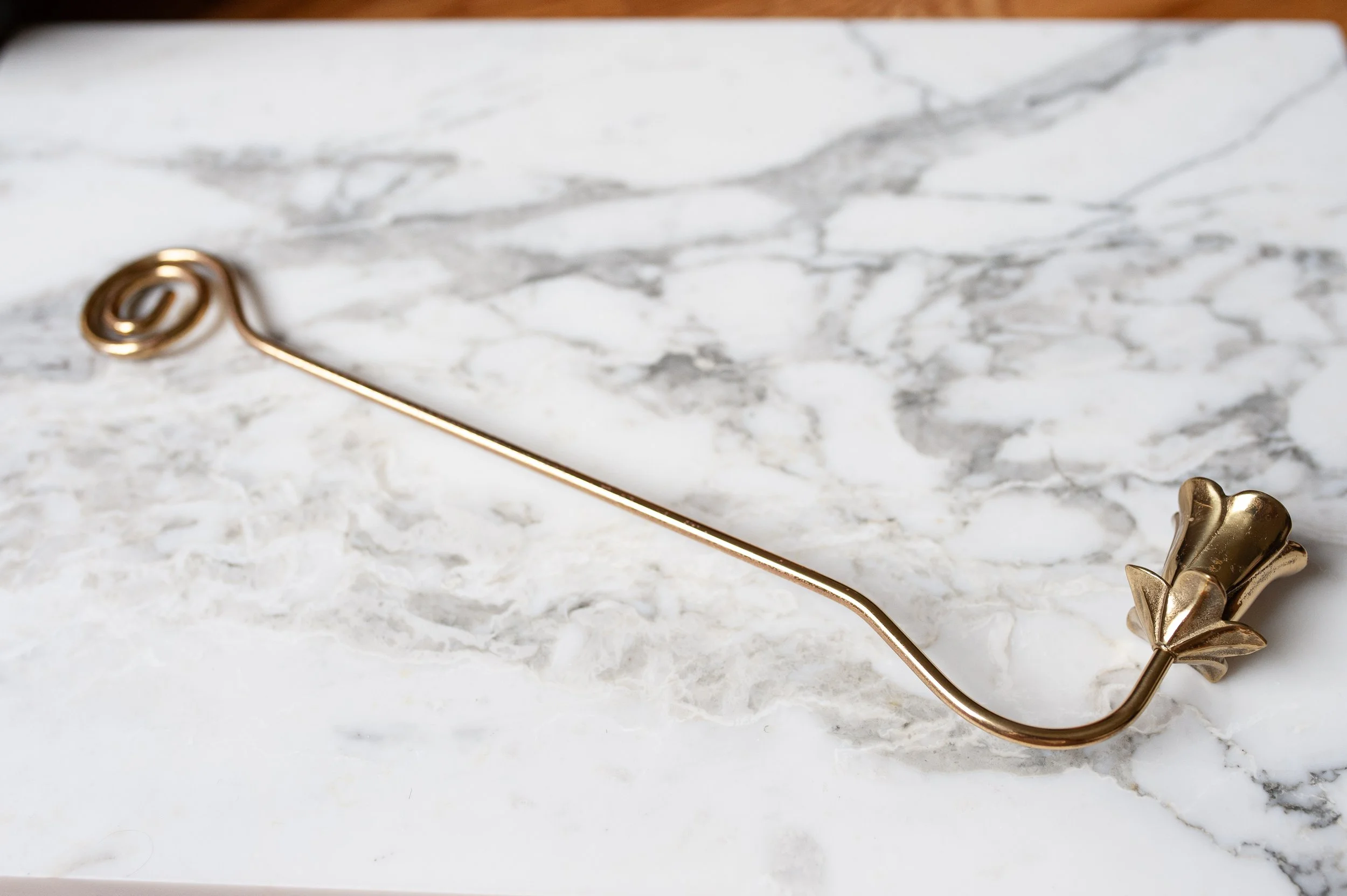 Brass Candle Snuffer with Floral Detail