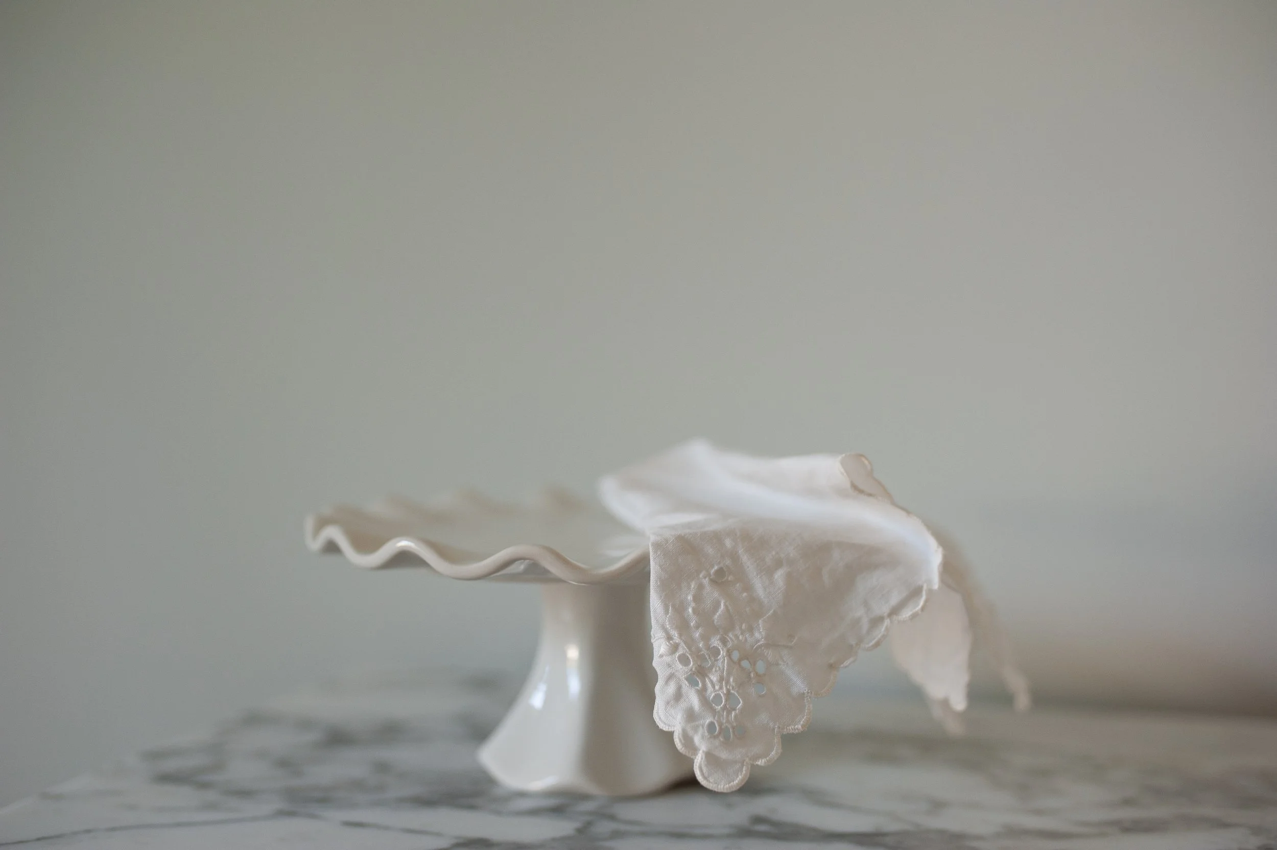 Scalloped Ironstone Pedestal Dish