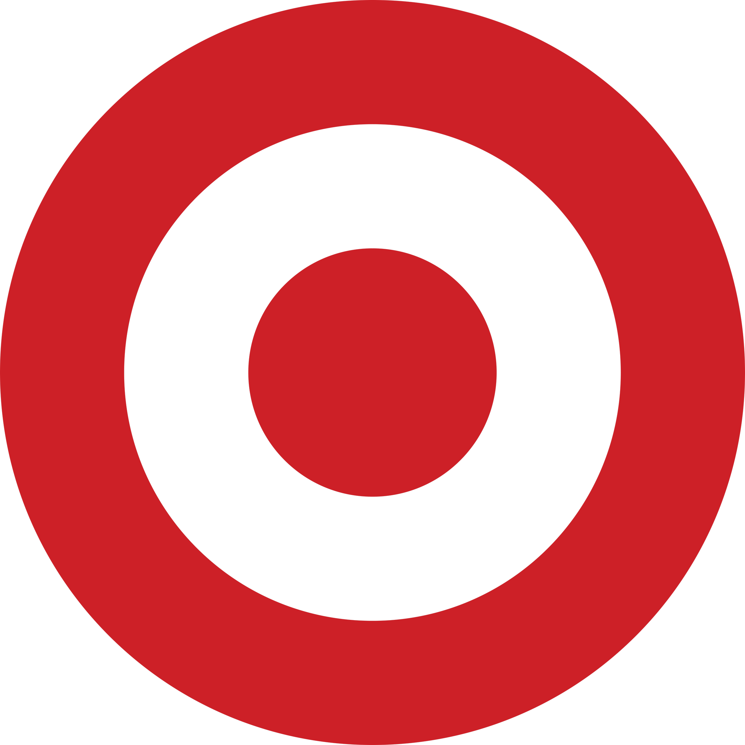 Close-up of a red and black concentric circle pattern, resembling a target.